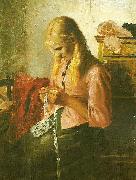 Michael Ancher, hceklende ung pige, tine